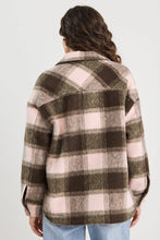 Load image into Gallery viewer, Stories Be Told Solace Oversized Shacket - Chocolate/Pink Check
