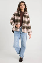 Load image into Gallery viewer, Stories Be Told Solace Oversized Shacket - Chocolate/Pink Check
