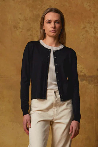 Standard Issue Merino Crop Crew Cardigan - Navy Hyde Boutique