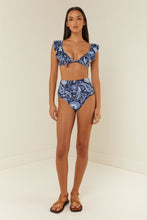 Load image into Gallery viewer, Palm Noosa V Neck Bikini Top - Blue Paisley  Hyde Boutique   
