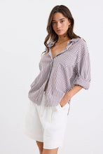 Load image into Gallery viewer, Stories Be Told You Got This Boyfriend Shirt - Chocolate Stripe Arriving Saturday
