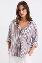 Load image into Gallery viewer, Stories Be Told You Got This Boyfriend Shirt - Chocolate Stripe Arriving Saturday
