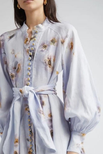 Zimmermann Hypnotic Buttoned Mini Dress - Lilac Peony (code: LW) Hyde Boutique