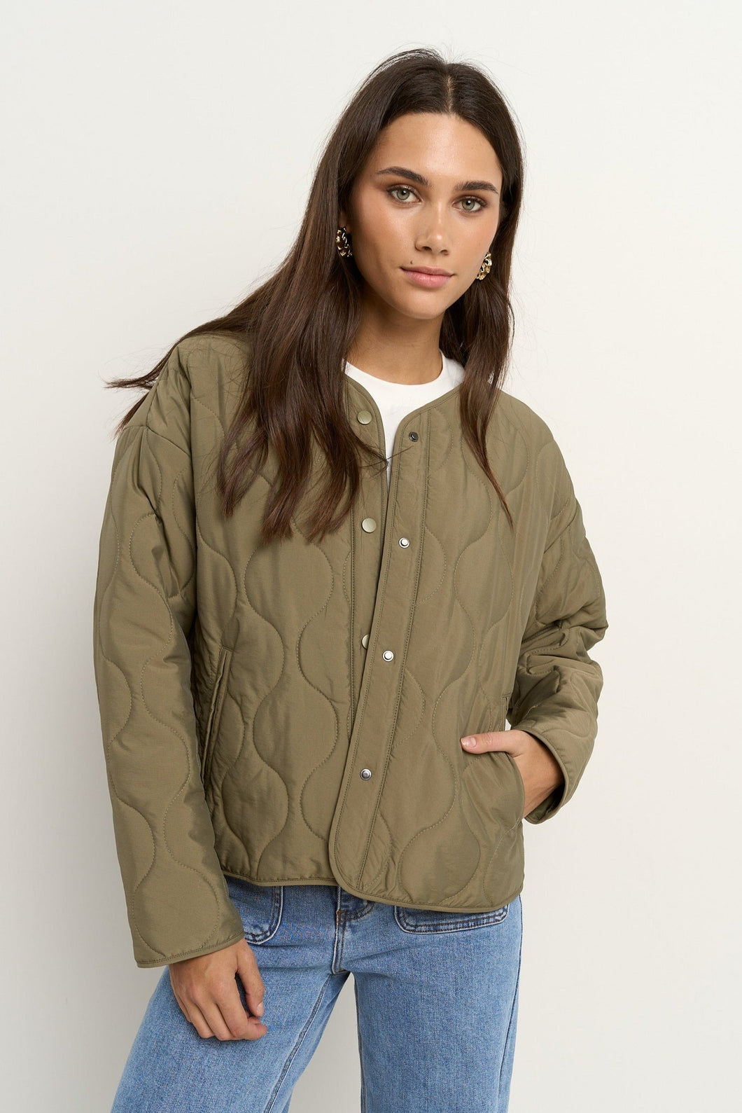 Stories Be Told Apex Collarless Puffer Jacket - Olive Hyde Boutique