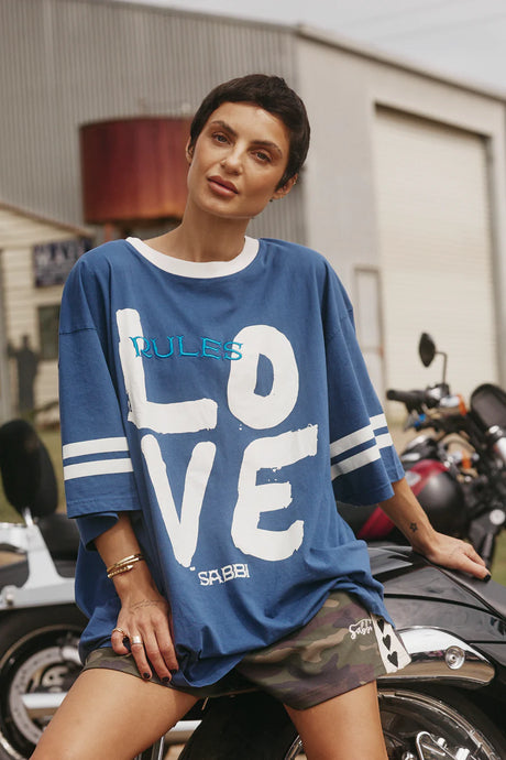 Sabbi The Very Oversized Love Revolution Tee - Blue  Hyde Boutique   