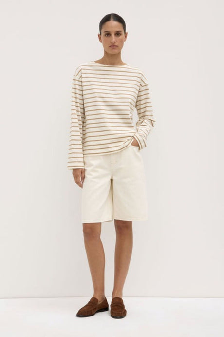 Assembly Label Bonne Long Sleeve Tee - White/Tan Hyde Boutique