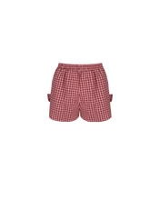 Load image into Gallery viewer, Ruby Raquel Bow Short - Pink Burgandy Gingham  Hyde Boutique   
