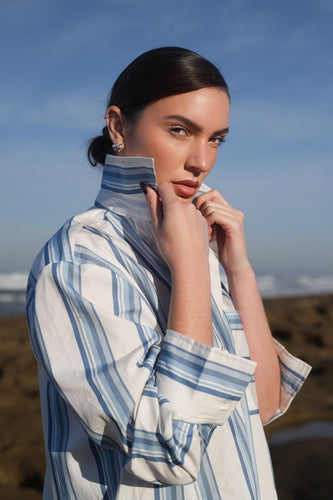 Aston Studio Buddy Shirt - Cerulean/Antique Stripe Hyde Boutique