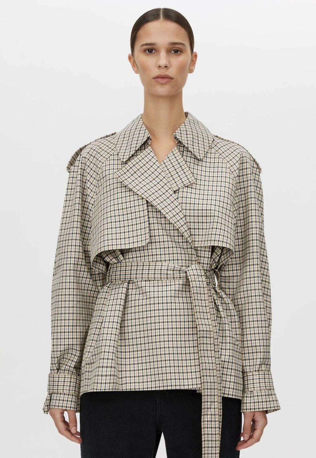 Camilla and Marc Burdoch Check Trench Jacket - Birch Check Hyde Boutique
