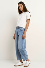 Load image into Gallery viewer, Stories Be Told Campus Tie Waist Barrel Jeans - Light Blue Hyde Boutique

