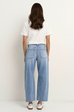 Load image into Gallery viewer, Stories Be Told Campus Tie Waist Barrel Jeans - Light Blue Hyde Boutique
