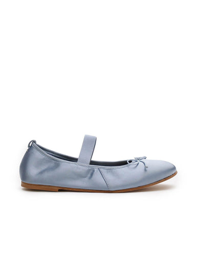 La Tribe Ballet Flat - Capri Blue Satin Hyde Boutique