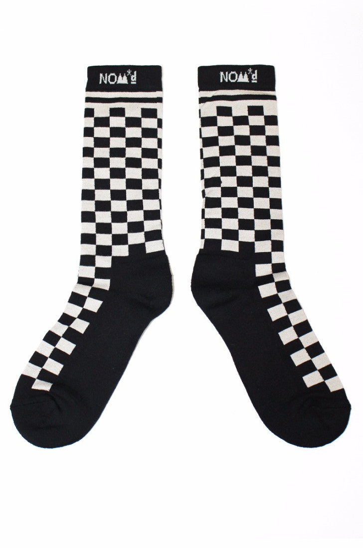 NOM*d Checkerboard Socks - Black/Putty  Hyde Boutique   