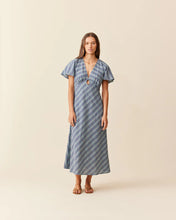 Load image into Gallery viewer, Ruby Clover Midi Dress - Navy Yellow Tartan Hyde Boutique
