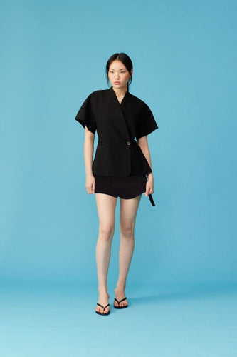 Ruby Coco Short Sleeve Blazer - Black Hyde Boutique