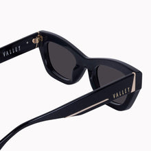 Load image into Gallery viewer, Valley Eyewear Delancey - Gloss Black with Gold Metal Trim / Black Lens Hyde Boutique
