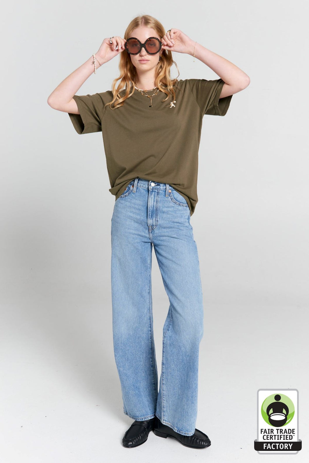 Karen Walker Embroidered Runaway Girl Classic T-Shirt - Hunter Green Hyde Boutique