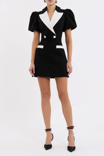 Rebecca Vallance Emma Mini Dress - Black/White Hyde Boutique