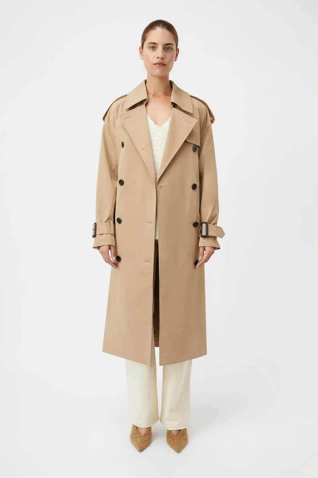 Camilla and Marc Evans Mid Length Trench - Sand Brown  Hyde Boutique   