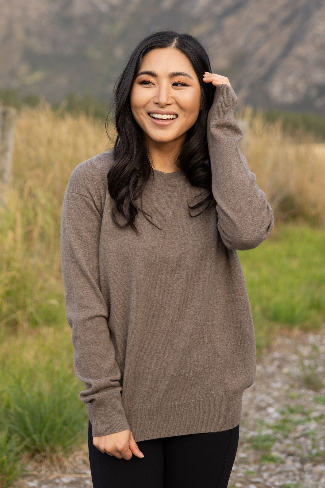 Mazu Ever Be Round Neck Sweater - Dark Brown Hyde Boutique
