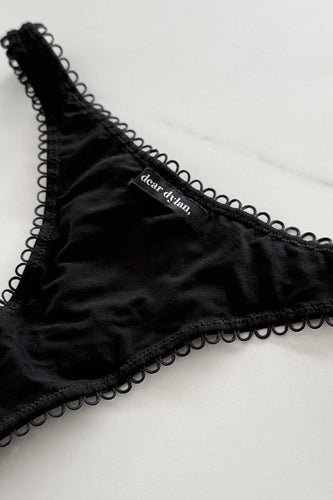 Dear Dylan Eyelet Trim Thong - Noir Hyde Boutique