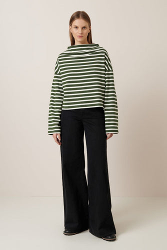 Kowtow Field Top - Green Lily Stripe Hyde Boutique