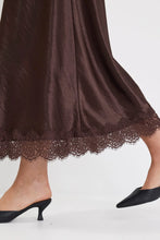 Load image into Gallery viewer, Georgia Zoe Margarita - Chocolate Satin Lace Trim Bais Maxi Skirt
