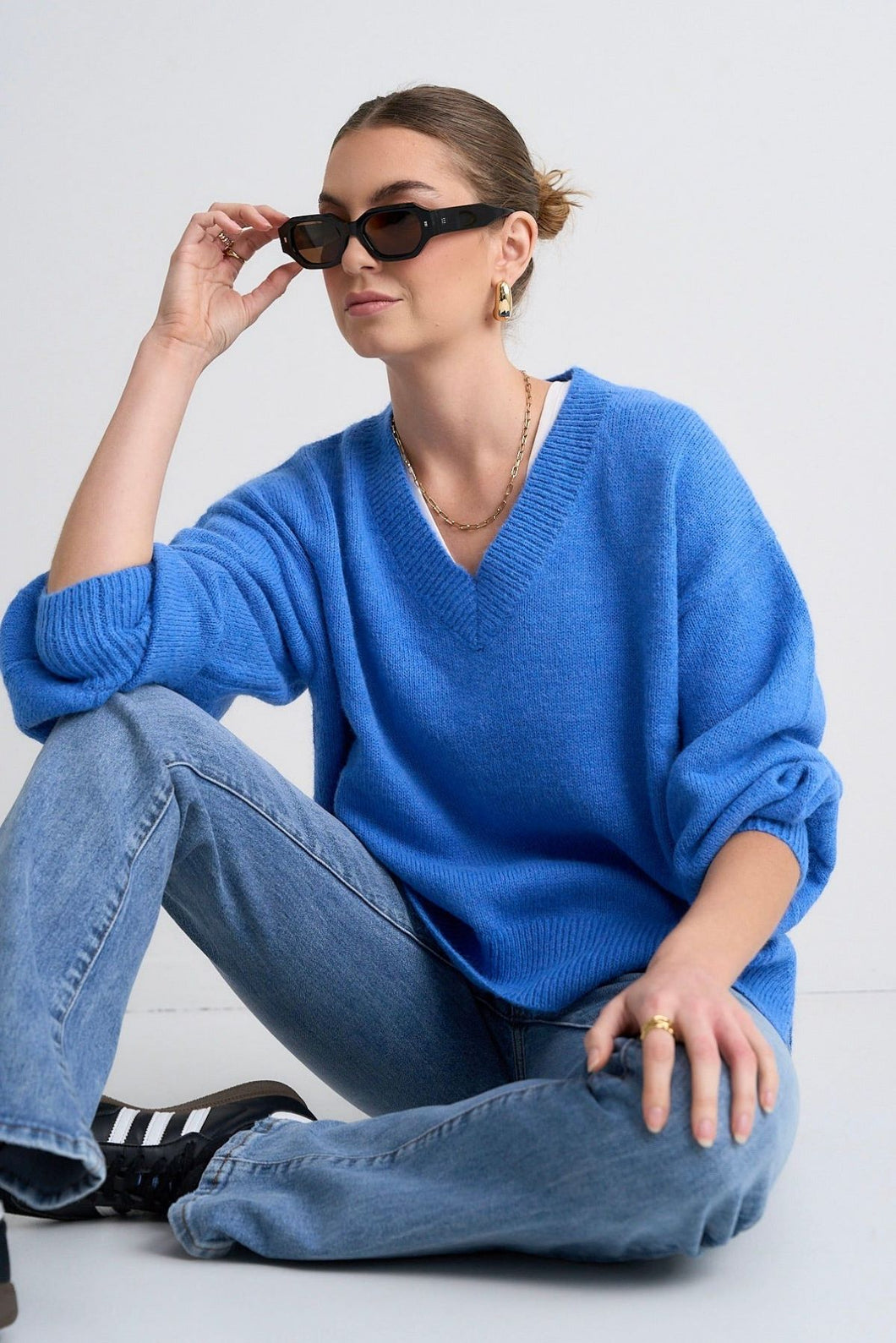 Ivy + Jack Harvest V Neck Knit Jumper - Azure Hyde Boutique