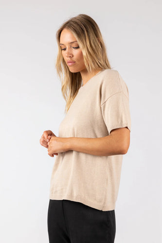 Marlow Edit Knit Tee - Alabaster  Hyde Boutique   