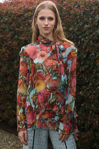 Trelise Cooper Star of the Bow Blouse - Aqua Floral  Hyde Boutique   