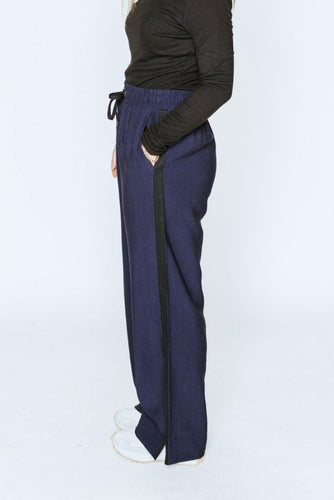 Moke Indiana Women's Wide Leg Pant - Navy w Black Stripe Hyde Boutique