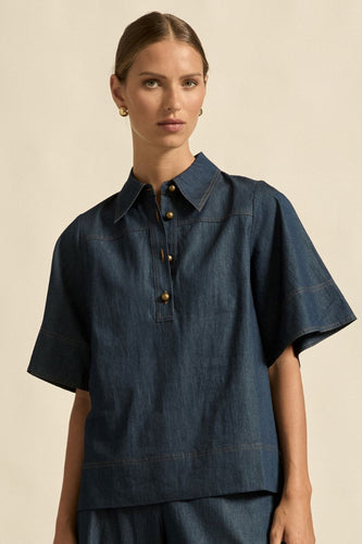 Zoe Kratzmann Insinuate Top - Dark Chambray Hyde Boutique