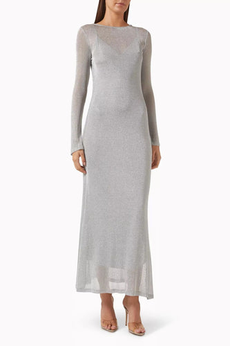 Mossman Interlock Maxi Dress - Silver  Hyde Boutique   