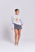 Load image into Gallery viewer, Maku the Label Moto Long Sleeve Wild Flower Top - Soft Blue Hyde Boutique
