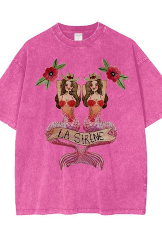 Maku The Label Mermaid La Sirene Oversized Tee - Rose Red Hyde Boutique