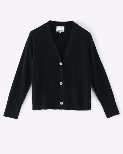 Aleger N.09 Pure Cashmere Seam Detail Cardigan - Black Hyde Boutique