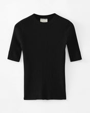 Load image into Gallery viewer, Aleger N.139 Cashmere Blend Skinny Rib S/S Crew - Black Hyde Boutique
