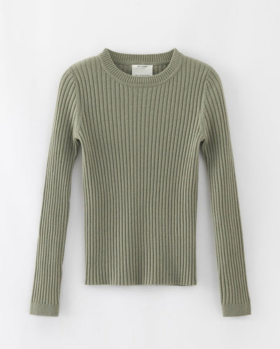 Aleger N.289 Pure Cashmere Ribbed L/S Tee - Dark Moss Hyde Boutique