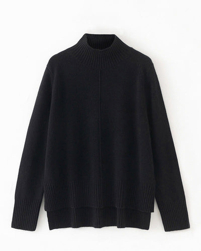 Aleger N.93 Cashmere Blend Mini Detail Funnel Neck - Black Hyde Boutique