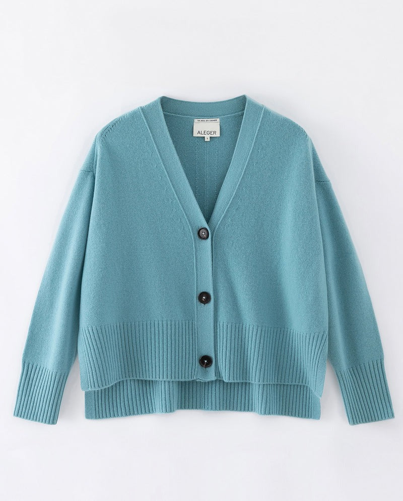 Aleger N.99 Cashmere Blend Oversized Cardigan - Sicily Blue Hyde Boutique