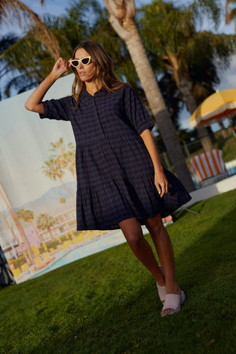 Thing Thing Nova Dress - Navy Check  Hyde Boutique   