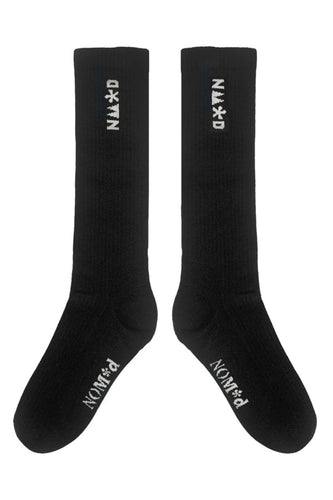 NOM D Nu Logo Knee High Socks - Black/Grey Hyde Boutique