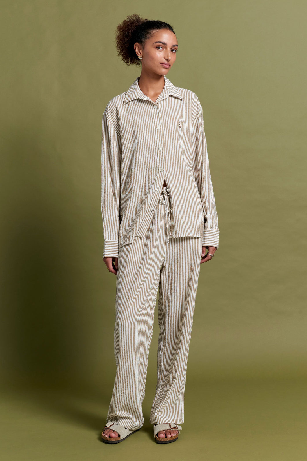 Papinelle x Karen Walker Seersucker Stripe Full Length PJ Set - Nutria  Hyde Boutique   