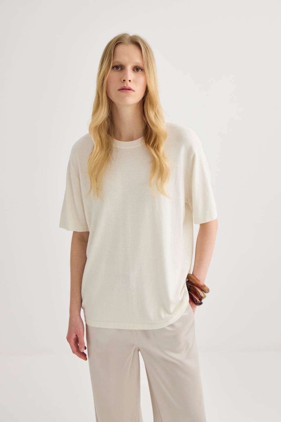 Laing Oversized Knit T-Shirt - Cream Hyde Boutique