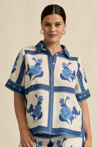Zoe Kratzmann Pixel Top - Azure Collage | PRE ORDER Arriving mid August Hyde Boutique
