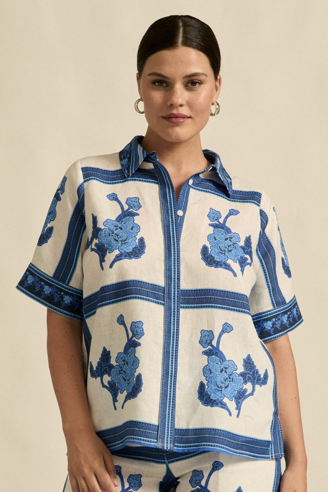 Zoe Kratzmann Pixel Top - Azure Collage | PRE ORDER Arriving mid August Hyde Boutique