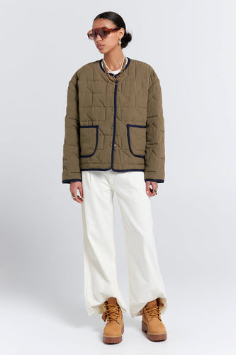 Karen Walker Quilted Drift Jacket - Khaki/Navy Hyde Boutique