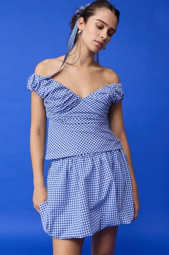 Ruby Raquale Top - Blue Gingham Arriving 17 Dec Hyde Boutique