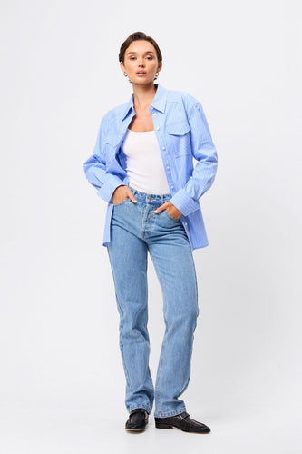 Mossman Repeat After Me Shirt - Blue Stripe Hyde Boutique