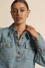 Load image into Gallery viewer, Zoe Kratzmann Resonate Top - Light Washed Denim Apparel > Women > Clothing > Tops > Blouses > Denim Blouses > Zoe Kratzmann Hyde Boutique
